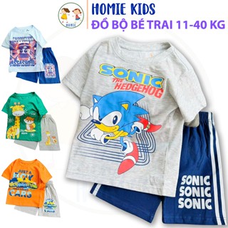 Đồ bộ cotton bé trai size đại set bộ quần áo cộc tay trẻ em 11-40 kg mặc mát hoạt hình ôtô game khủng long Homie Kids