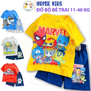 Bộ quần áo bé trai size đại 11-40 kg set đồ bộ thun cotton trẻ em mặc mát in game khủng long capybara labubu Homie Kids