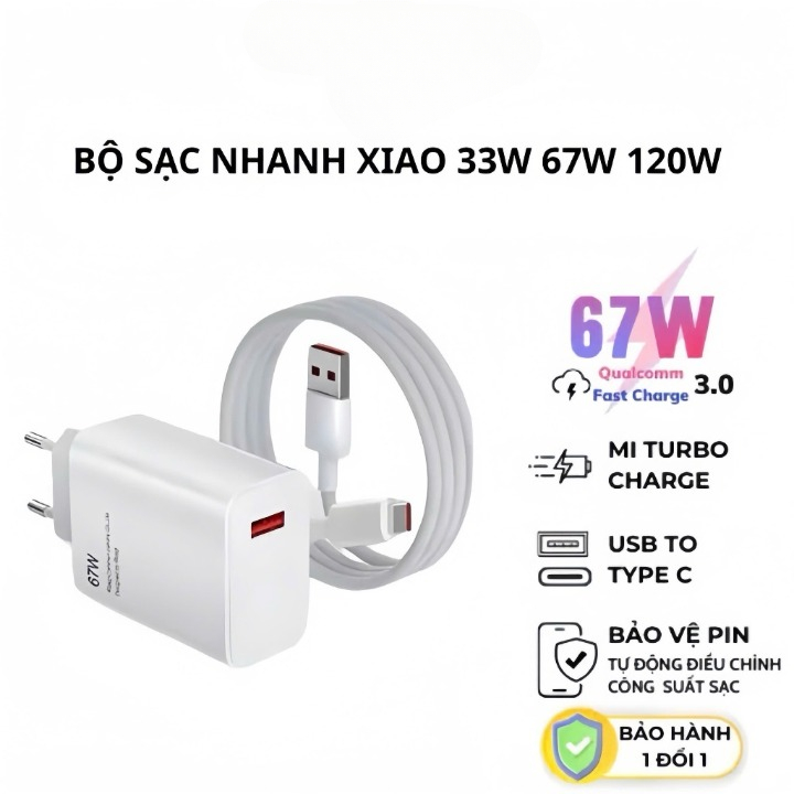 Bộ Sạc Nhanh Xiaomi ,Redmi,Realmi 33W 67W 120W Chính Hãng - Mi Charge Turbo 33W 67W 120W Siêu nhanh
