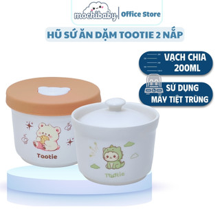 Hũ Sứ Ăn Dặm Tootie 200ml Chia Vạch Có Nút Thoát Khí , Hũ Đựng Đồ Ăn Dặm Cho Bé Tootie 200ml