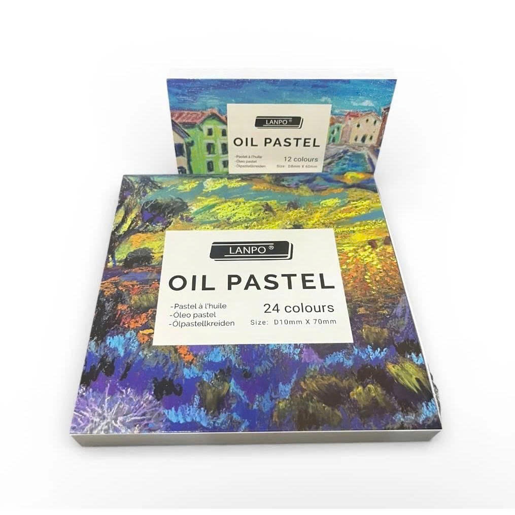 Màu Sáp Dầu Lanpo 12 / 24 Màu – Soft Oil Pastel Màu Mịn, Dễ Tán, Lên Màu Đậm Đẹp