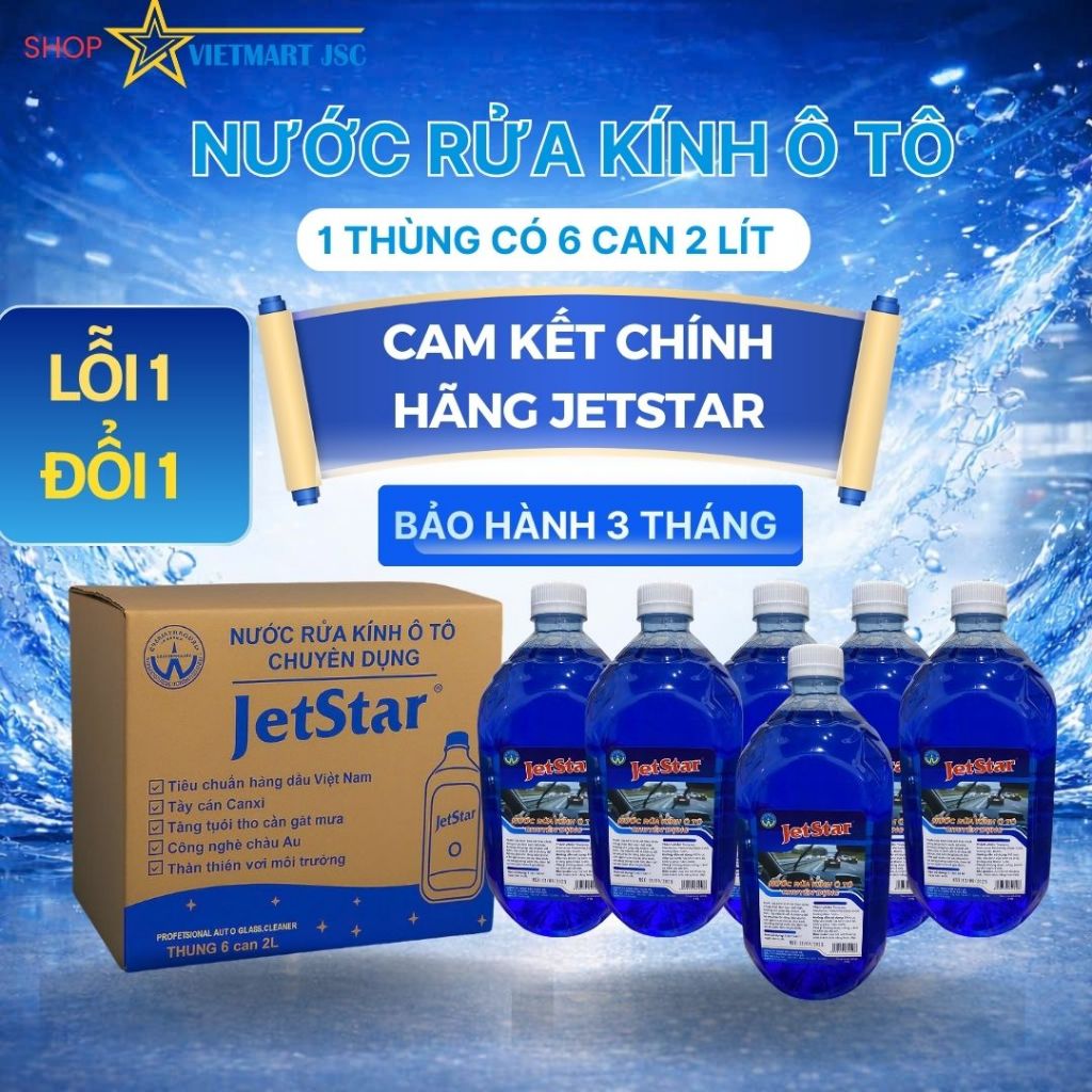 [Giảm Giá] NƯỚC RỬA KÍNH Ô TÔ CHUYÊN DỤNG - 1 THÙNG 6 CAN 2 LÍT JETSTAR