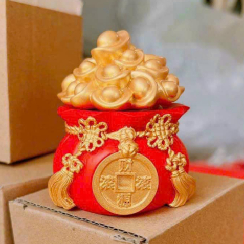 Hũ Muối Gạo Tài Lộc May Mắn Bày Ban Thần Tài, Lọ Đựng Gạo, Muối Hình Hũ Vàng Chiêu Tài Lộc, May Mắn