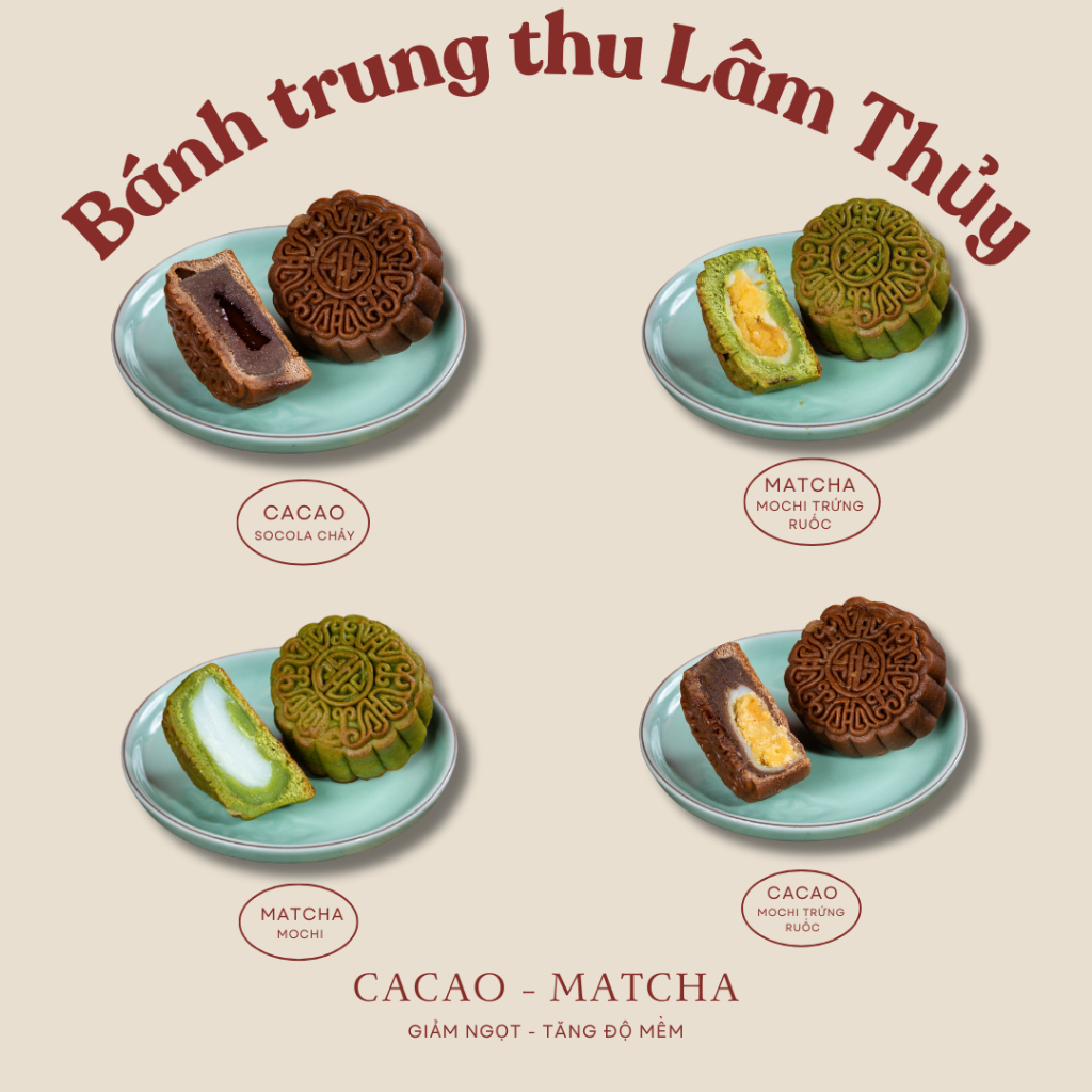 Bánh trung thu matcha cacao 85gr Lâm Thủy