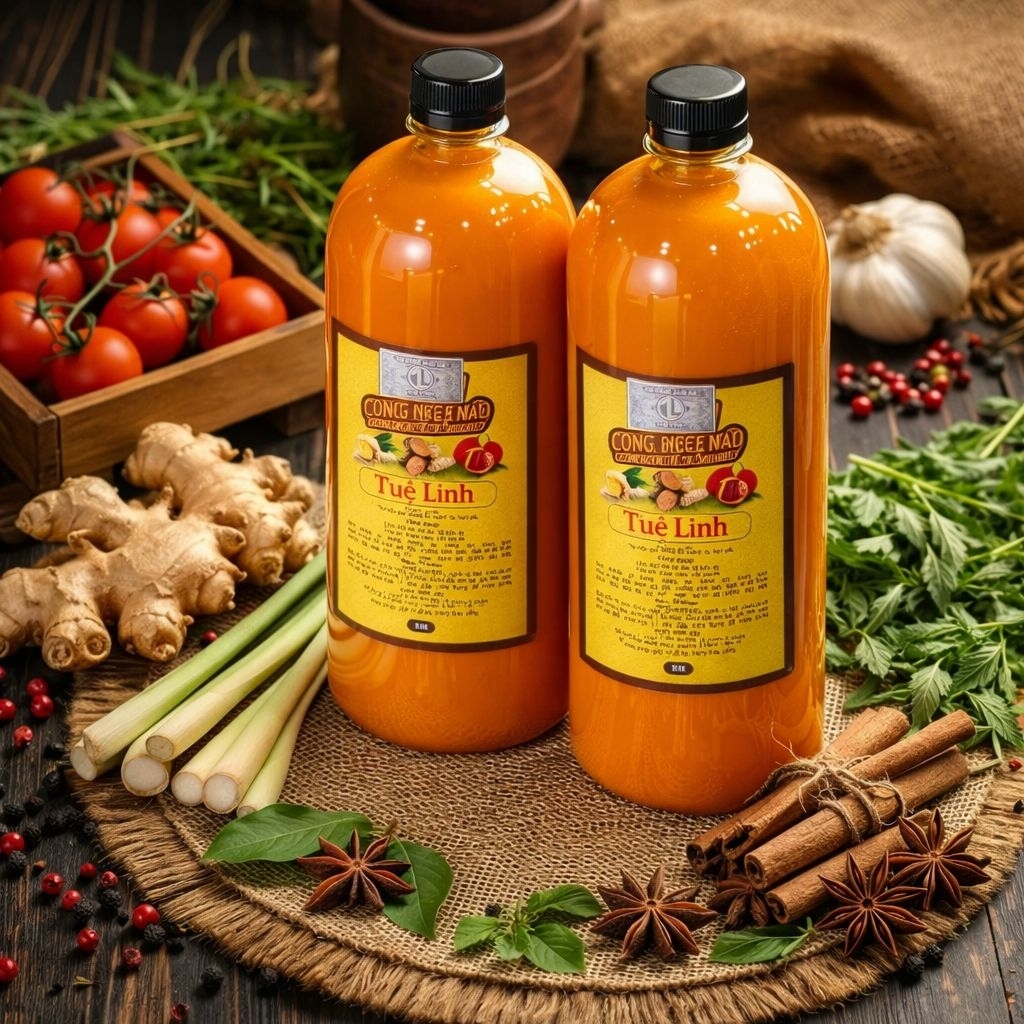 2 lit Cốt gừng nghệ gấc hạ thổ Tuệ Linh thoa body sau sinh