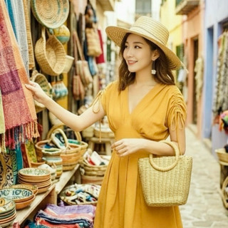 Đầm vàng cổ V tay rút, váy xếp li du lịch dạo phố (kèm hình thật)
