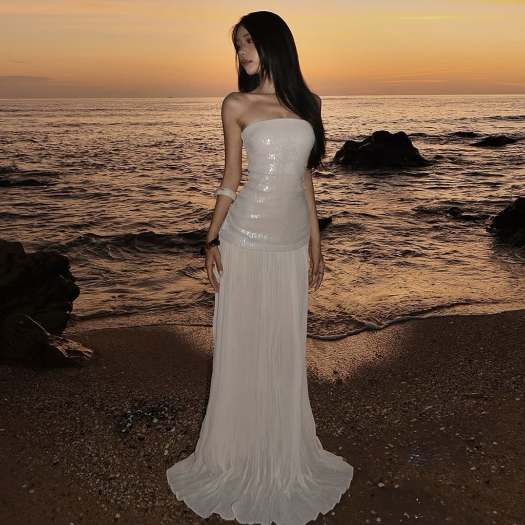 Đầm dự tiệc cúp ngực sequin dáng dài ôm eo tôn dáng phong cách sang chảnh