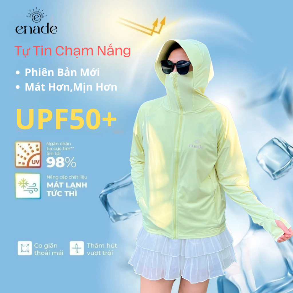 (Phiên Bản Nâng Cấp) Áo Chống Nắng Su Lạnh Enade UPF50+,Phiên Bản mới,mát hơn,mịn hơn,mềm hơn,túi em