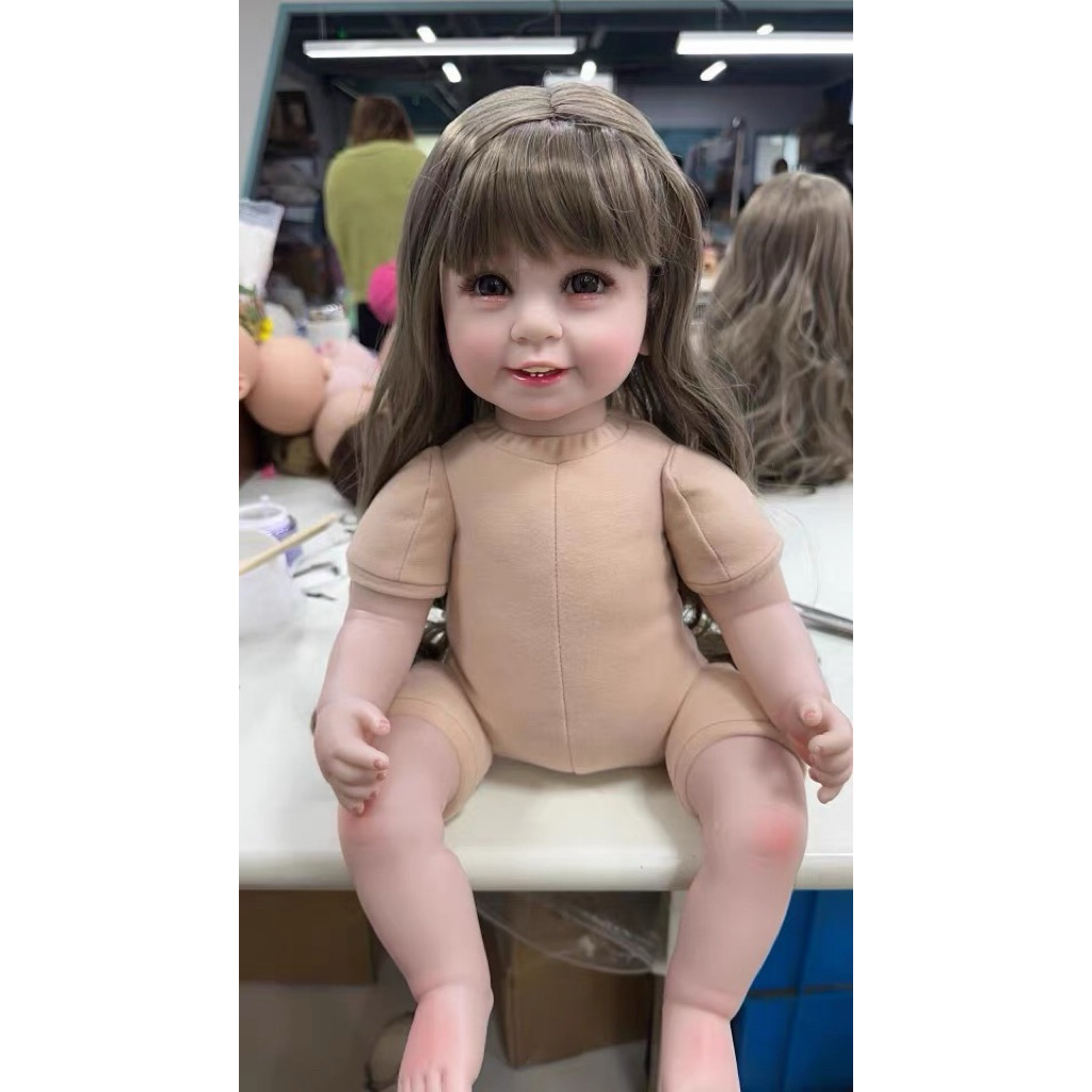 Búp Bê 22inch mắt to 6 răng tóc xám xoăn NPK 55cm