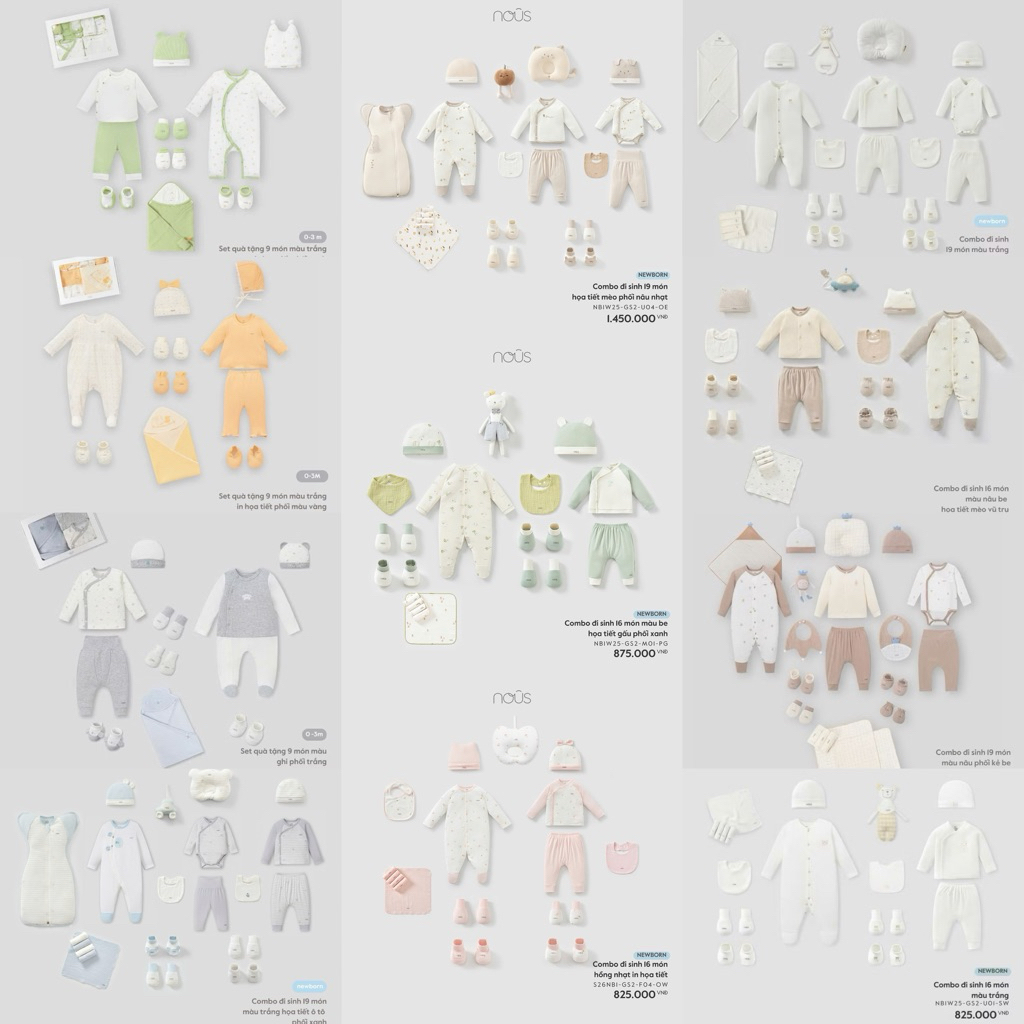 [CÓ HỘP] Set quà tặng NOUS cho bé trai, bé gái 0-3 tháng