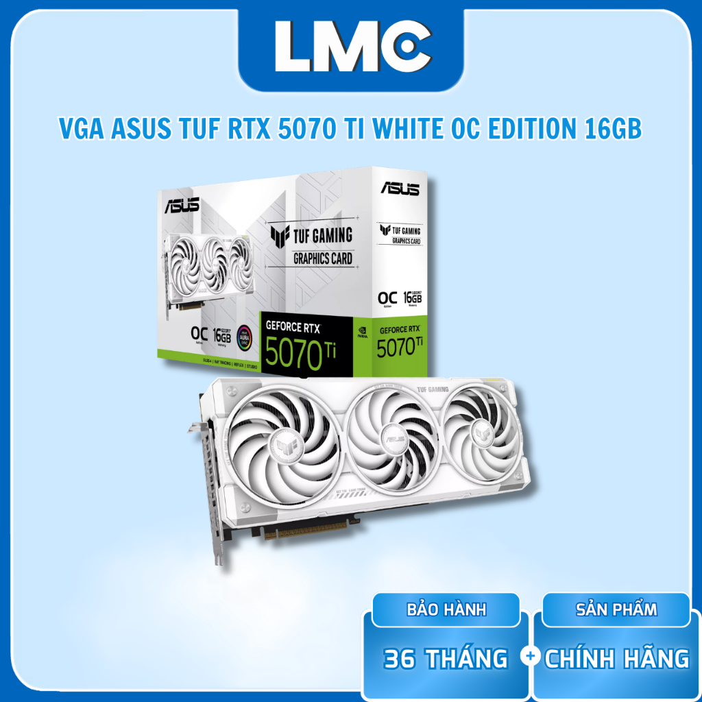 VGA ASUS TUF Gaming GeForce RTX 5070 Ti White OC Edition 16GB GDDR7