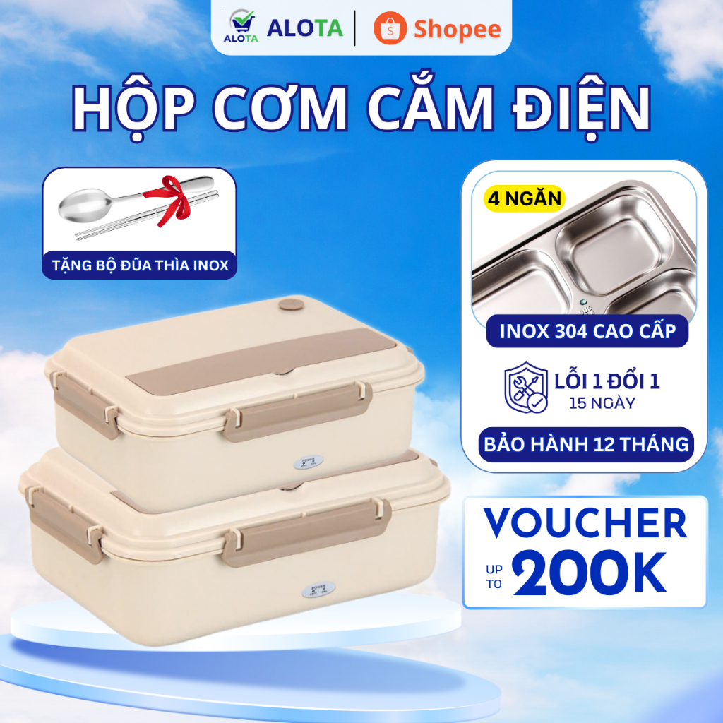 Hộp Cơm Cắm Điện Văn Phòng Achita Inox 304, Không Dùng Nước, Giữ Nhiệt Tốt Bảo Hành 12 Tháng