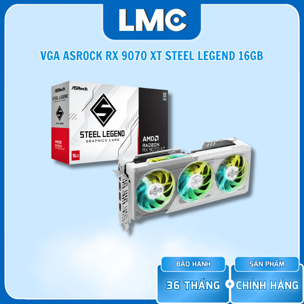 VGA ASRock AMD Radeon RX 9070 XT Steel Legend 16GB