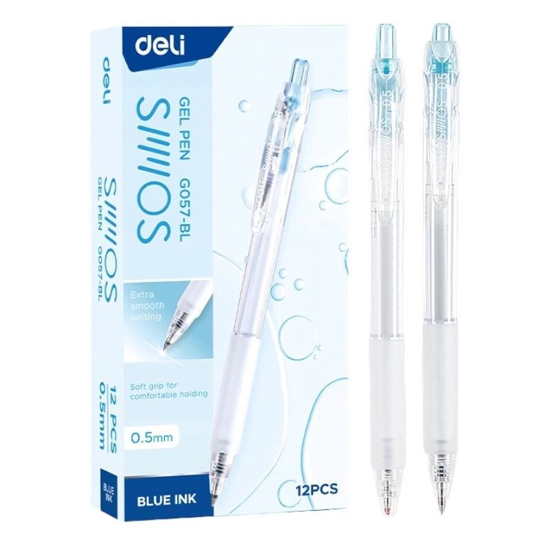 Bút bi nước gel Deli 0.5mm G057 - thay được ruột béo M&G, Deli