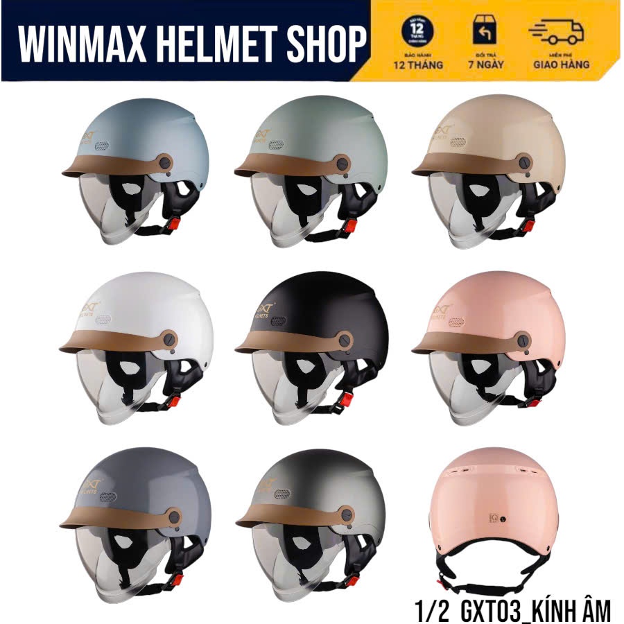 GXT HELMET GX03 Mũ 1/2 Đầu Sử Dụng Kính Âm Và Có Lưỡi Trai Che Nắng, Mưa Hàng Chính Hãng BH 12 Tháng