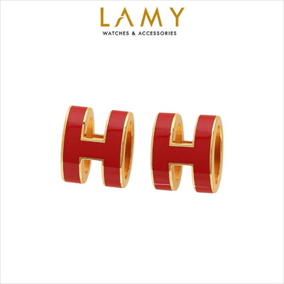 Khuyên tai LAMY Red H-shaped Earrings Rose Gold 3054