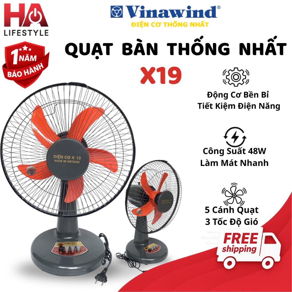 Quạt Bàn Điện Cơ Thống Nhất X19 Công Suất 48W Làm Mát Nhanh, Động Cơ Êm - Quạt Điện Cơ Thống Nhất X1