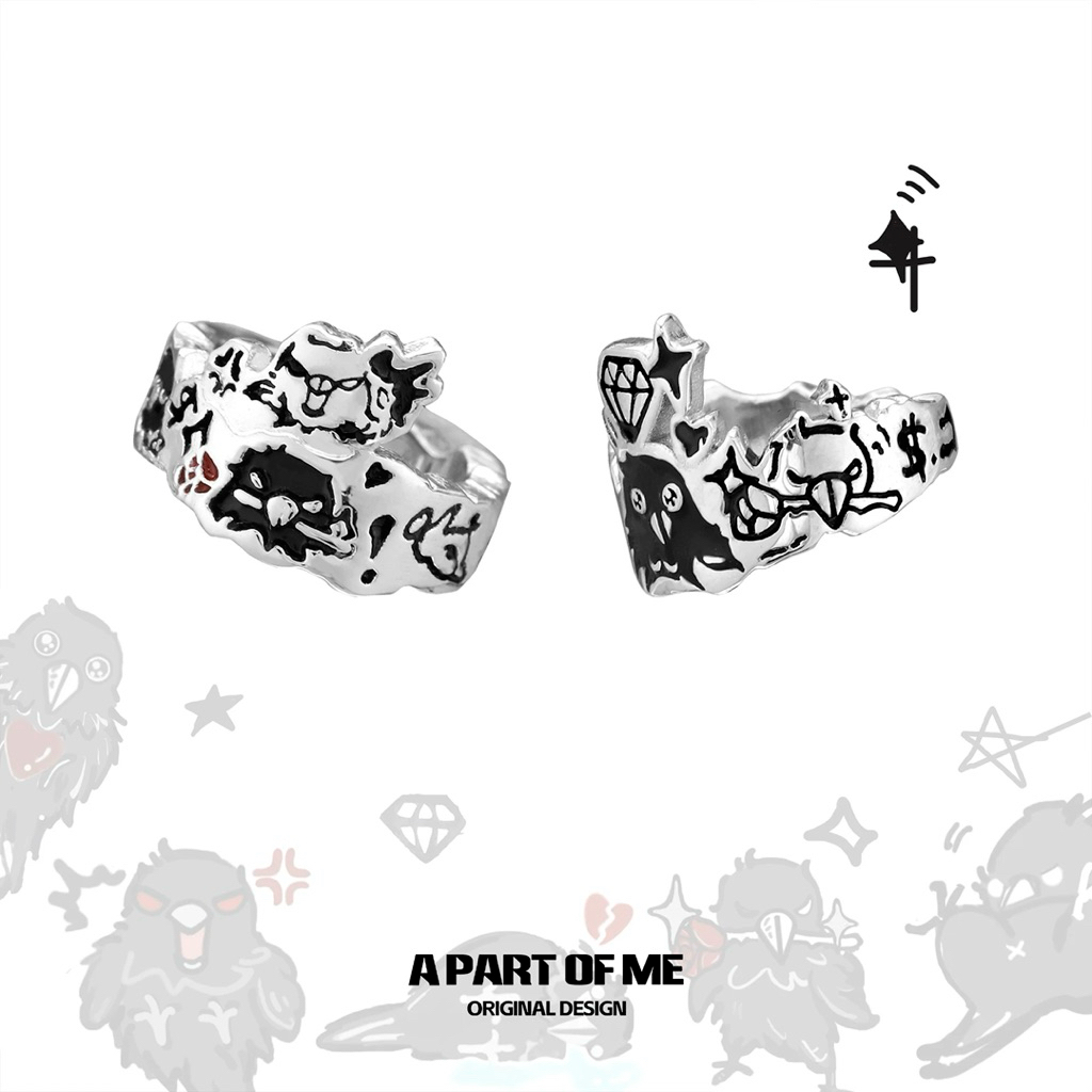 [summerfling] Khuyên cài vành tai Mephisto Crow Graffiti by APOM - A Part Of Me