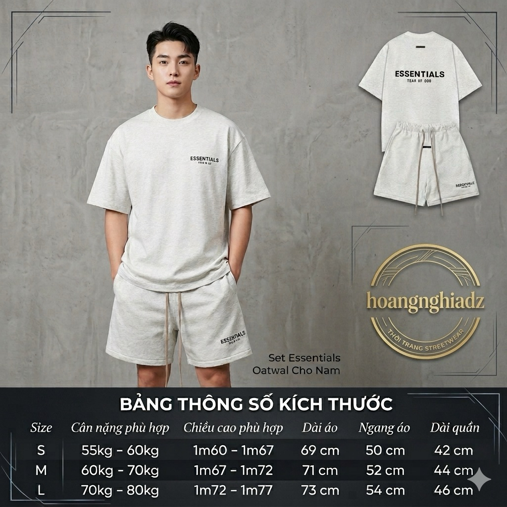 [Hàng QC]🏷️ Set Bộ Đồ Nam Essentials - Phong Cách Streetwear Hiện Đại