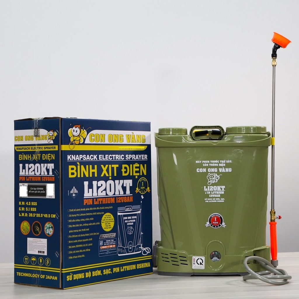 Bình Xịt Côn Trùng Con Ong Vàng Li20KT 20L Có Bộ Khuấy - PlN Oshima - Chính Hãng Bảo Hành 12 Tháng
