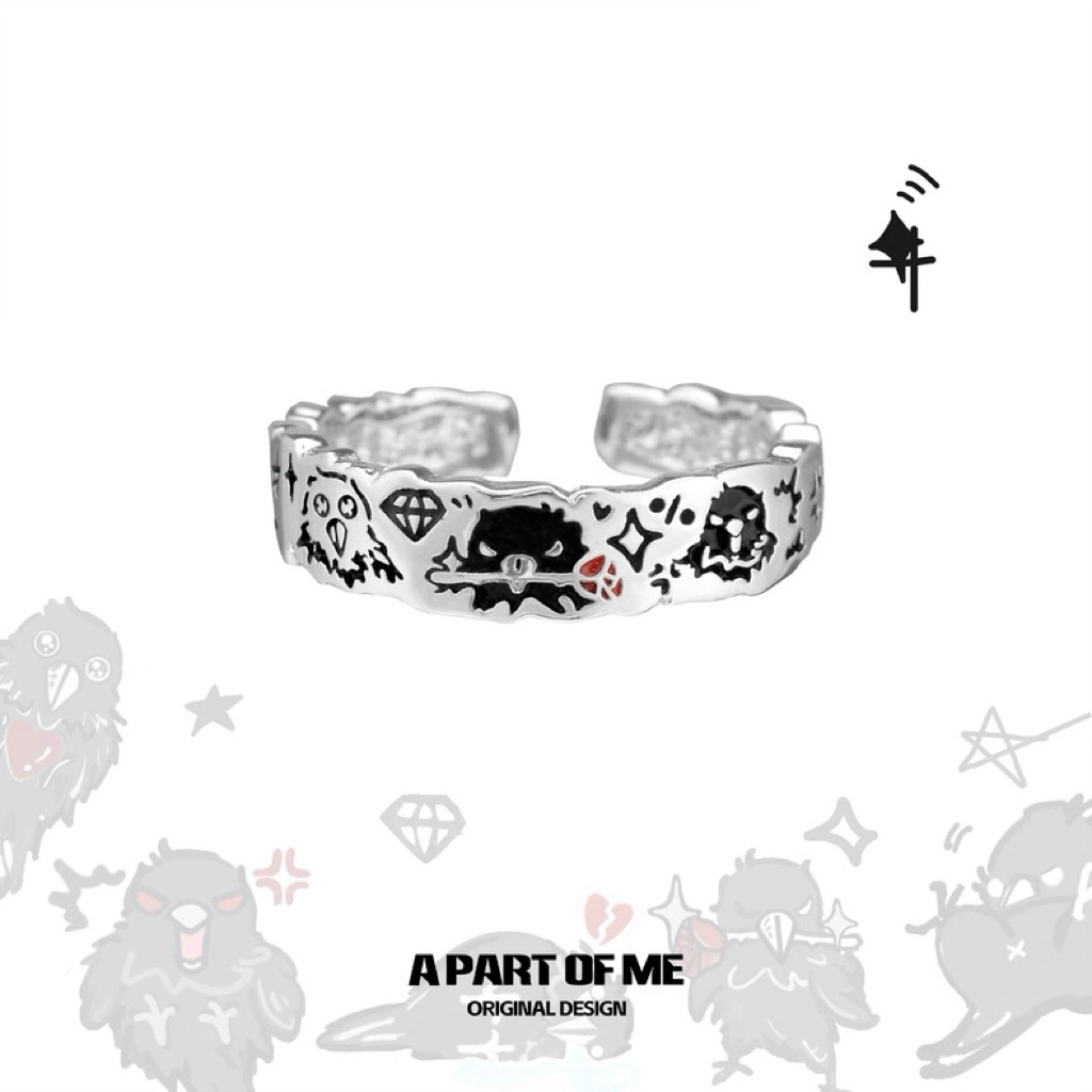 [summerfling] Nhẫn Bạc S925 Mephisto Crow Graffiti by APOM - A Part Of Me