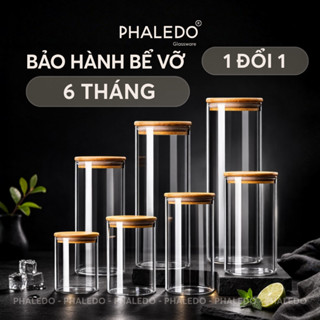 Lọ Thuỷ Tinh Có Nắp Gỗ Tre Borosilicate Chịu Nhiệt, Không Chứa Chì Cao Cấp PHALEDO (PL-0360)