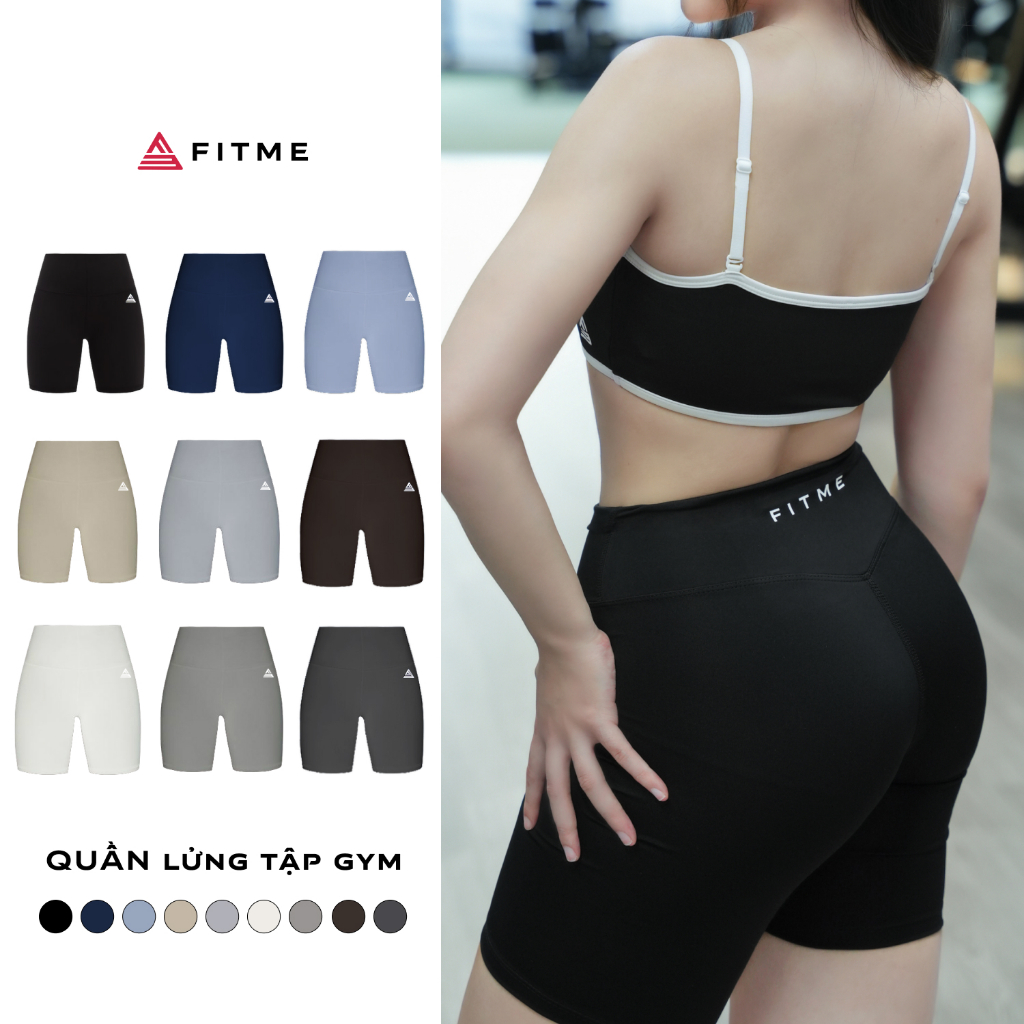 Quần tập gym yoga lửng Fitme legging nữ vải thun biker 2 lớp cạp cao tôn dáng bigsize QLTG