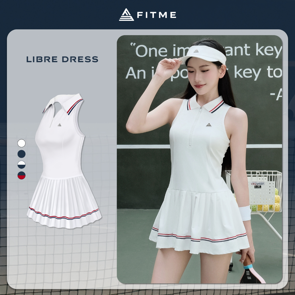 Váy tennis pickleball nữ Fitme LIBRE EA xếp ly tặng kèm quần bảo hộ thoáng khí chơi thể thao DXSP01