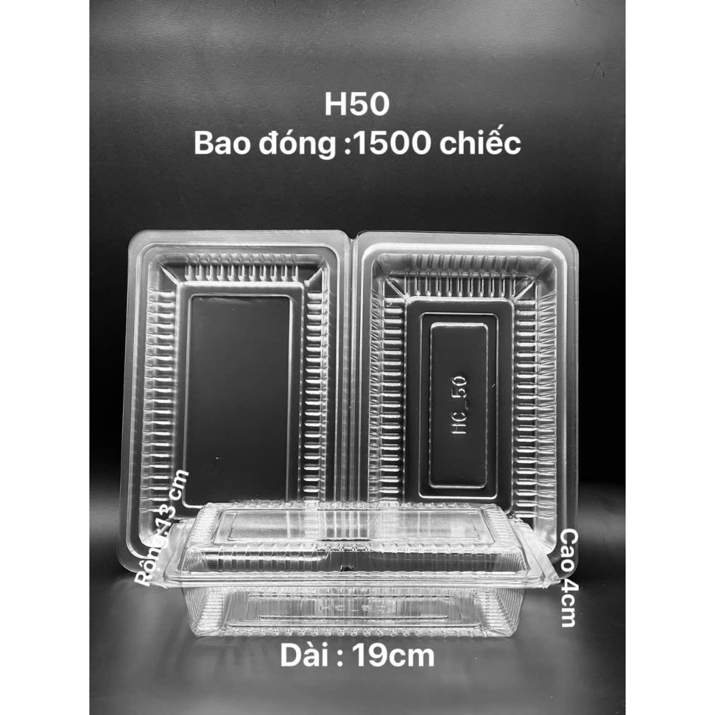 Set 100 Hộp nhựa trong suốt H50