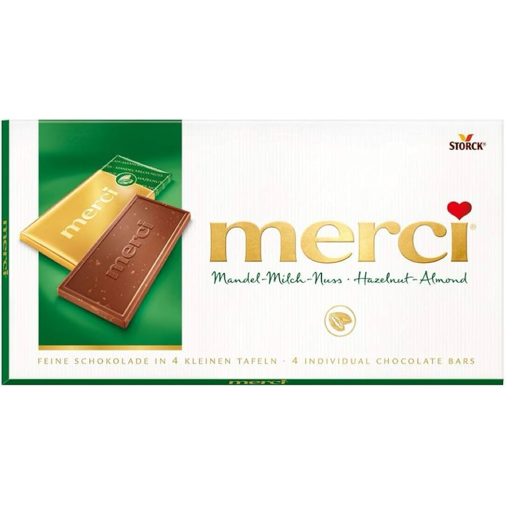 Storck Merci Socola Merci Hazelnut-Almond 100g - Quà Tặng Ý Nghĩa - Socola Sữa Nguyên Chất & Hạt Phỉ