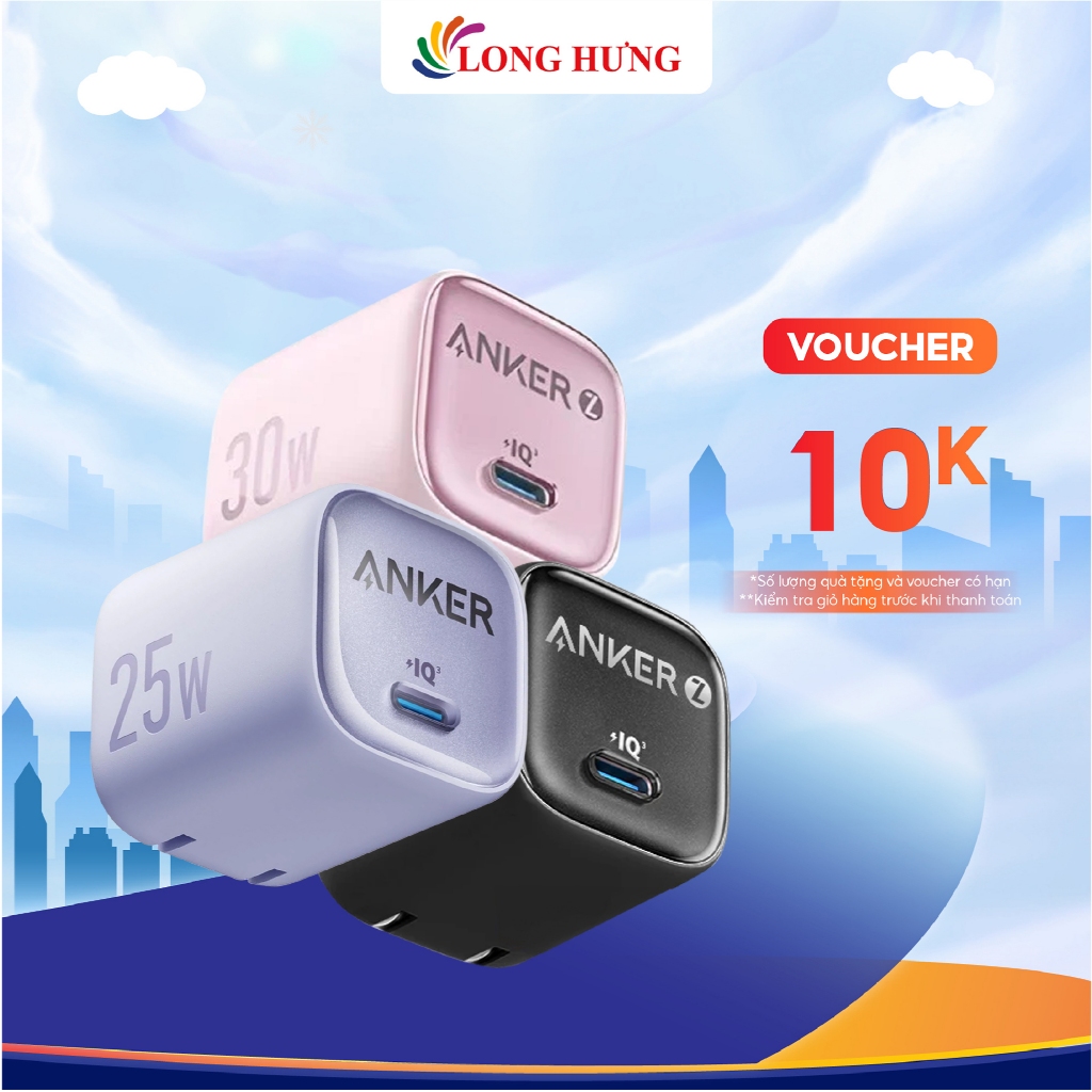 Cốc sạc Anker Zolo 1Type-C PIQ 3.0 20W A2699/25W A2656/30W A2698 - Hàng chính hãng