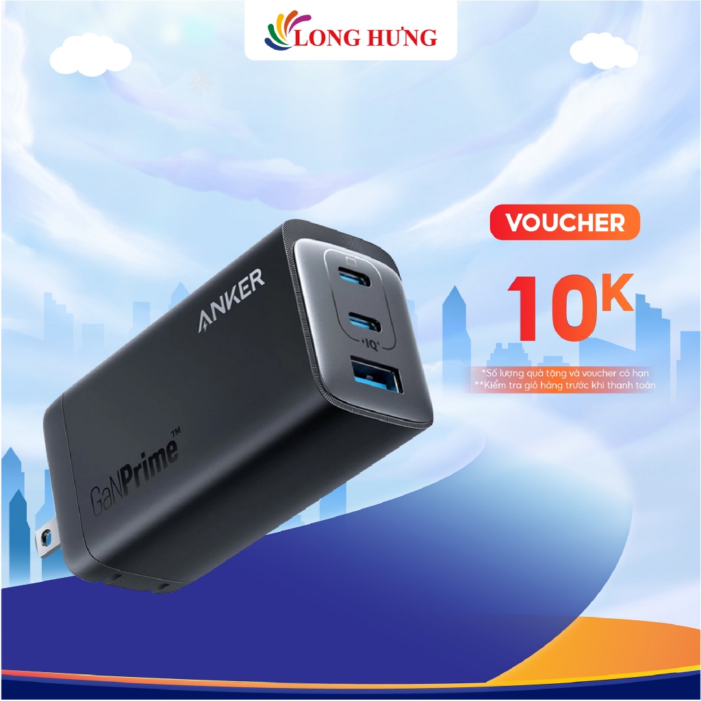 Cốc sạc Anker 737 GaNPrime Wall Charger 120W 2Type-C 1 USB 1 A2148 - Hàng chính hãng