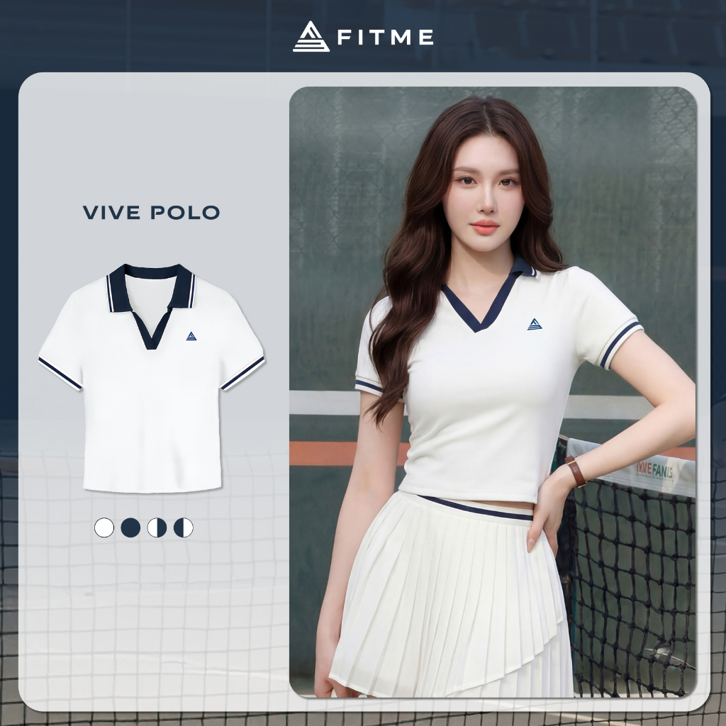 Áo polo tennis pickleball nữ Fitme VIVE ES chất liệu thoáng khí kháng khuẩn chống mùi APSP01