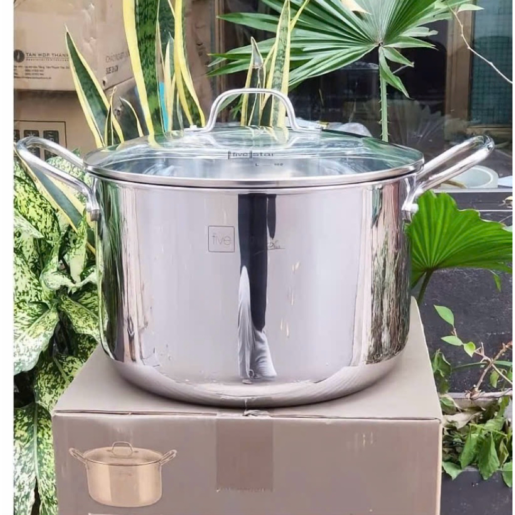 Nồi luộc gà đáy liền khối inox 304 Fivestar Plus3 đáy liền khối 26cm / 28cm / 30cm , dùng được trên 