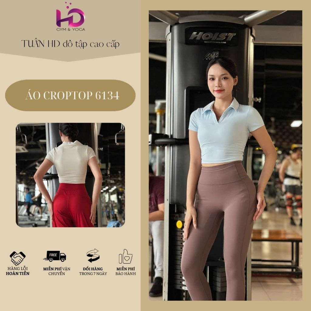 Crop top model 6134 - Áo Croptop 6134 Tuấn HD, Chất Thun Poly Co Giãn, Cổ V Sang Trọng Thoải Mái