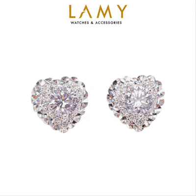 Khuyên tai bạc nữ LAMY Stone Heart Earrings 3203 - Khuyên tai bạc ta