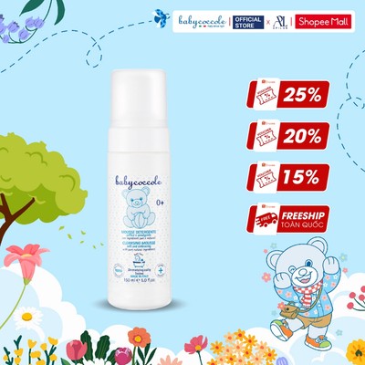 Dung dịch làm sạch cho bé Babycoccole 0M+ 3in1 dạng bọt 150ml