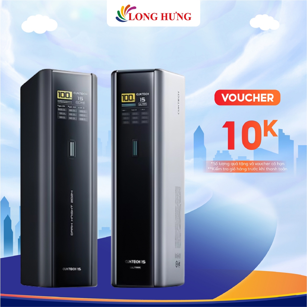 Sạc dự phòng Cuktech Power Bank 15 Ultra 1USB 2Type-C 100W 20000mAh PB200 - Hàng chính hãng