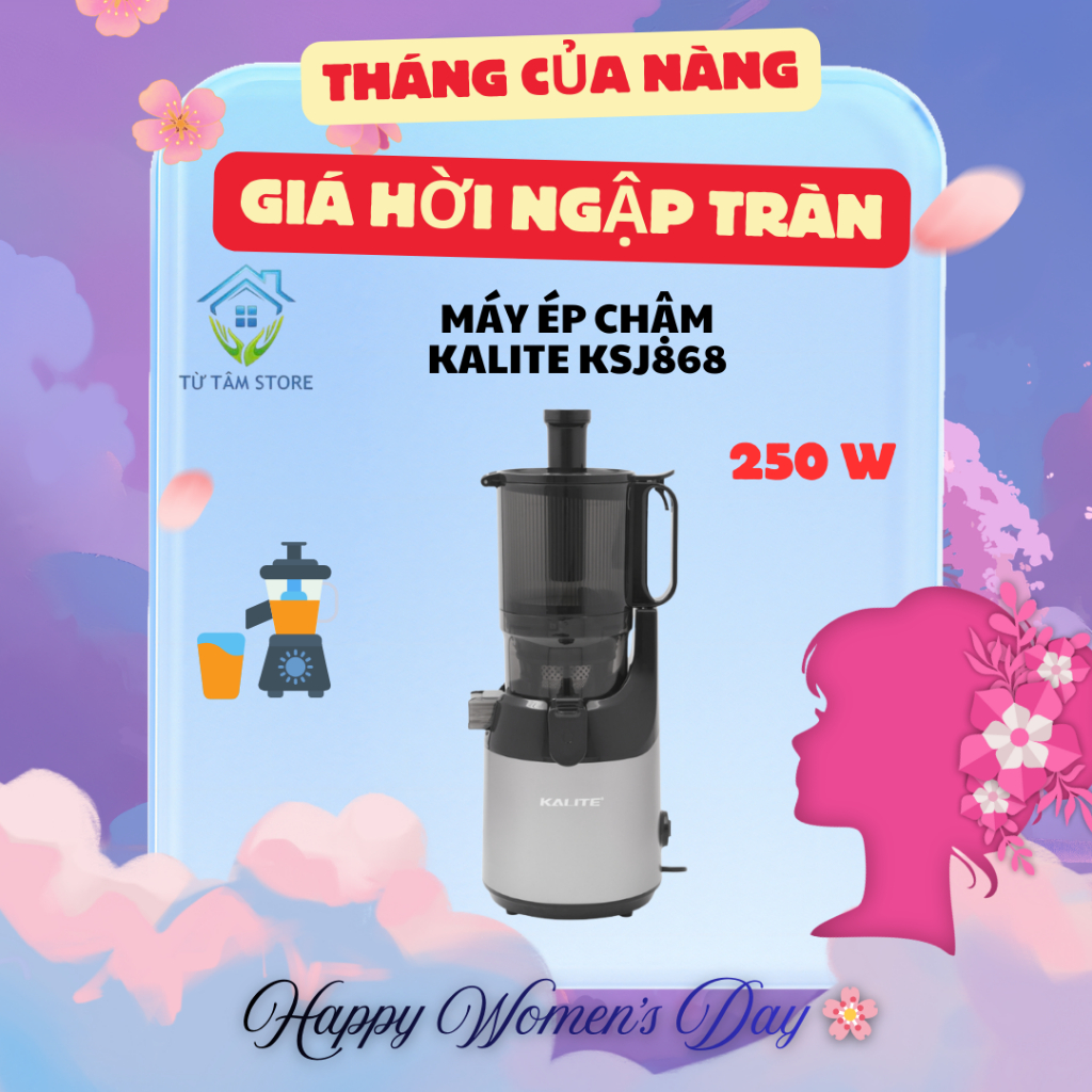 Máy Ép Chậm KALITE KSJ868 250W Ép Kiệt Bã Giữ Trọn Dinh Dưỡng Ống Tiếp Lớn 13cm Ép Trái Cây Dễ Dùng