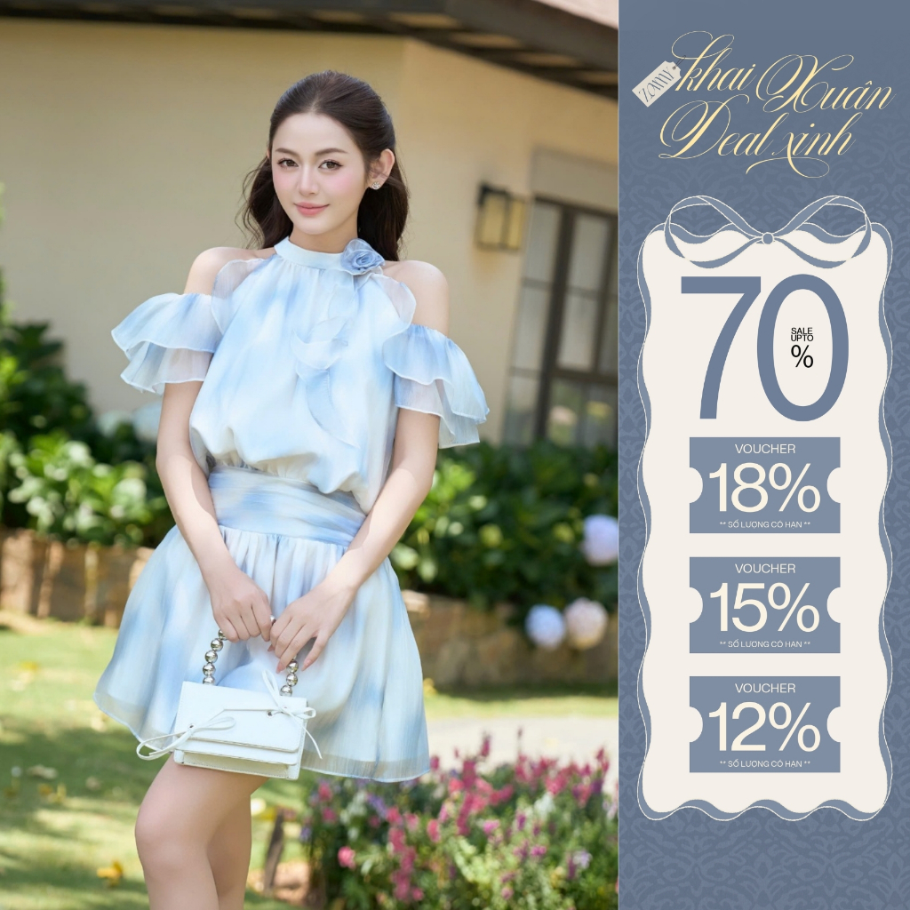 ZAMY SHOP - Váy TK cổ yếm tơ hoa chun sau váy nàng thơ, váy xinh nhẹ nhàng, váy đi biển đẹp,đầm xinh