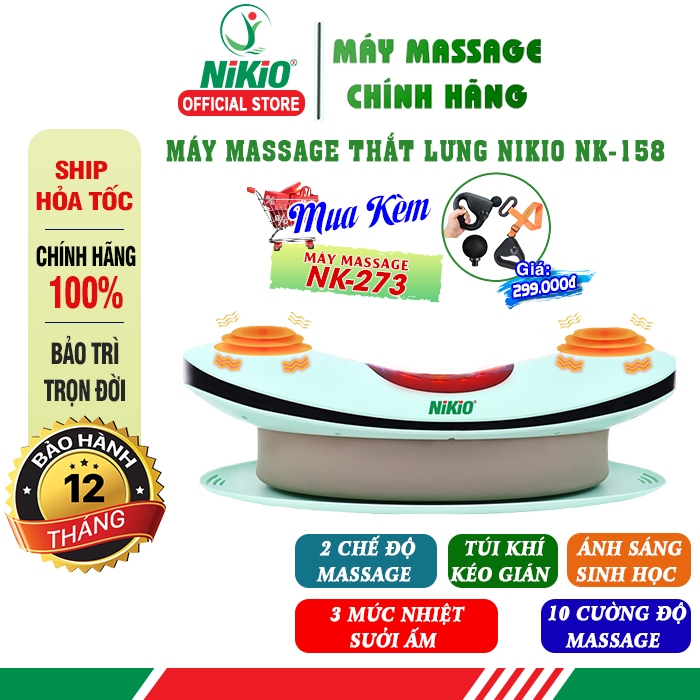Máy massage thắt lưng cột sống Nikio NK-158 - Công nghệ 5in1, Pin sạc