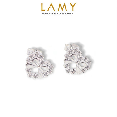 Khuyên tai LAMY Bow Heart Stone Earrings Silver 3199- Khuyên tai bạc cao cấp