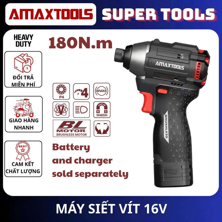 AMAXTOOLS COMBO Máy Siết Vít Không Chổi Than dùng pin 16V AV18014SA