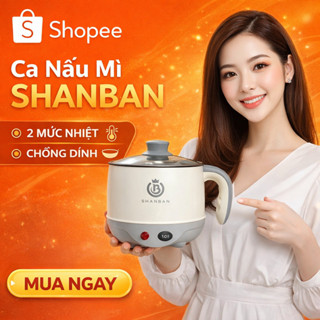 Nồi Nấu Mì Điện SHANBAN Mini 2 Mức Nhiệt Chống Dính | Ca Nấu Mì Sinh Viên, Nấu Lẩu, Hấp Inox Tiện Lợi.