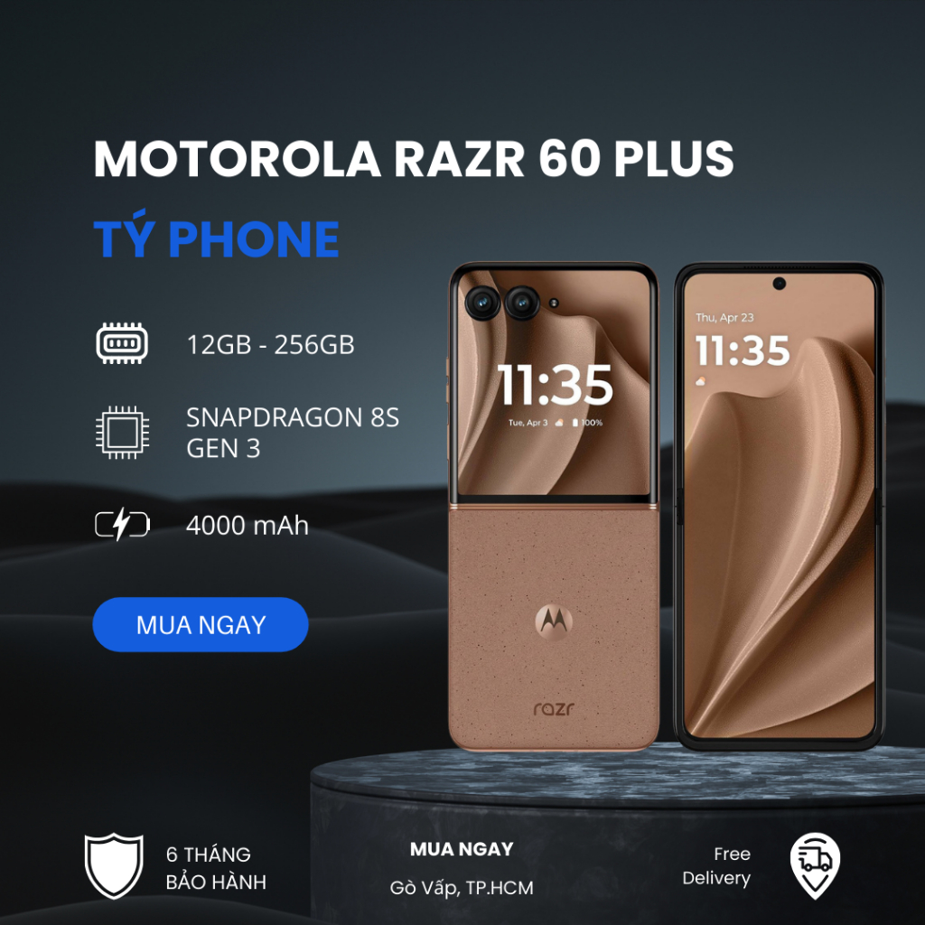 Điện thoại Motorola Razr 60 Plus(12GB - 256GB) - Chip Snapdragon 8s gen 3 thiết kế gập sang trọng