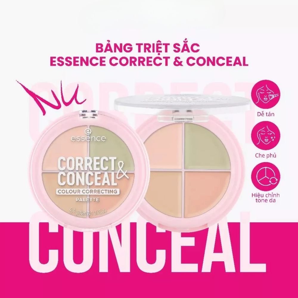 Ảnh 2 của Bảng triệt sắc 4 ô ESSENCE cân bằng khuyết điểm các vùng da, nhỏ mụn và vết thâm.