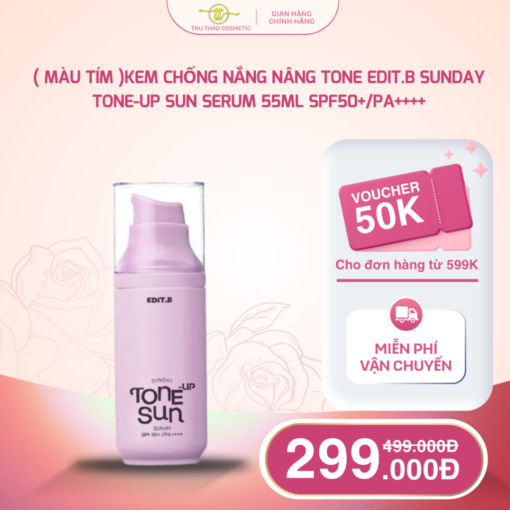 ( Màu Tím )Kem Chống Nắng Nâng Tone Edit.B Sunday Tone-Up sun Serum 55ml SPF50+/PA++++