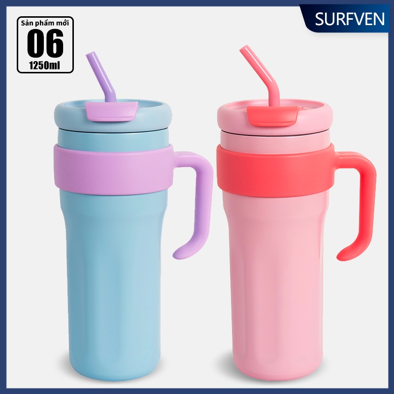 Ly giữ nhiệt cao cấp inox 316 Believe Me 1250ml, cốc bình giữ nhiệt có ống hút NestV tặng kèm sticke