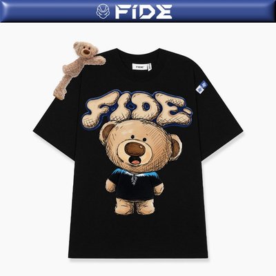 Áo thun FIDE TEEDY phông cotton unisex nam nữ form rộng cổ tròn  áo đính gấu - AT254 (Kèm gấu)