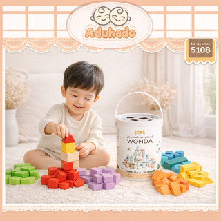 [ TOBE ] BỘ ĐỒ CHƠI XẾP HÌNH GỖ WONDA 100 CHI TIẾT Phát Triển Trí Tuệ Cho Bé